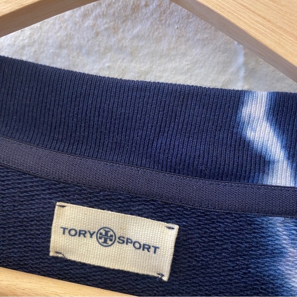 Tory Burch || Tory Sport Tie Dye French Terry Crew Sweatshirt Oversized Blue S - Picture 3 of 8